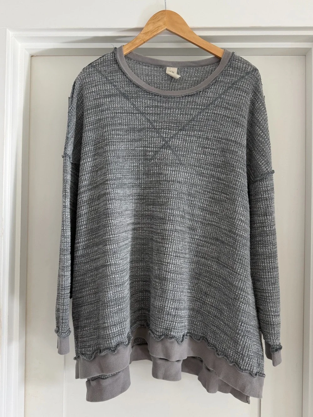 We The Free Oversized Thermal Tunic Womens Small Inside out seams Heathered Gray